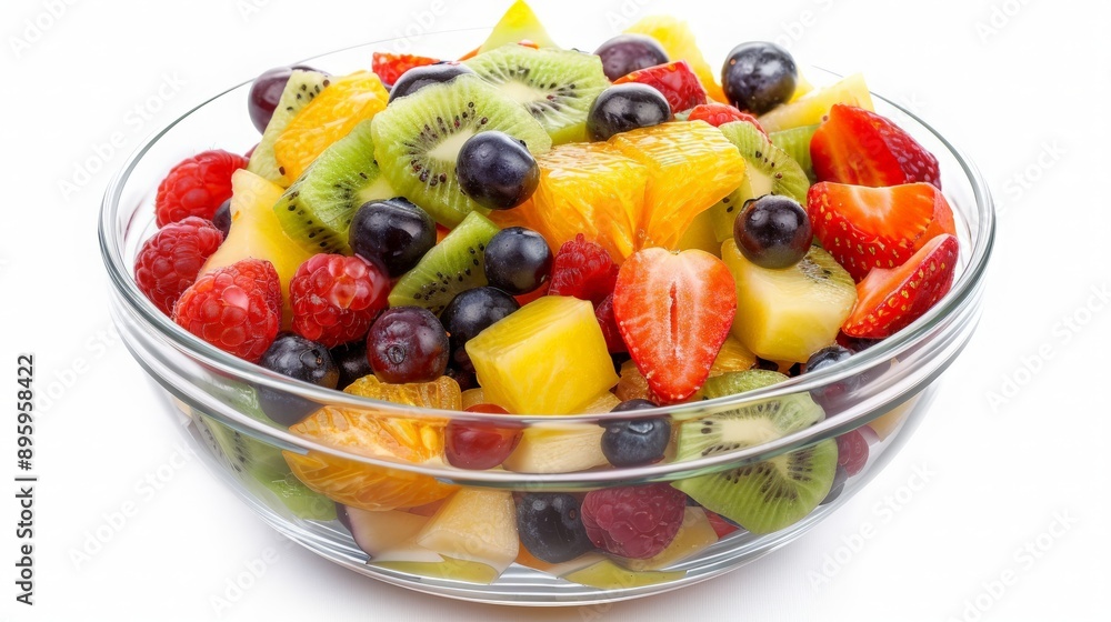 A Colorful Fruit Salad in a Glass Bowl A Colorful Fruit Salad in a Glass Bowl