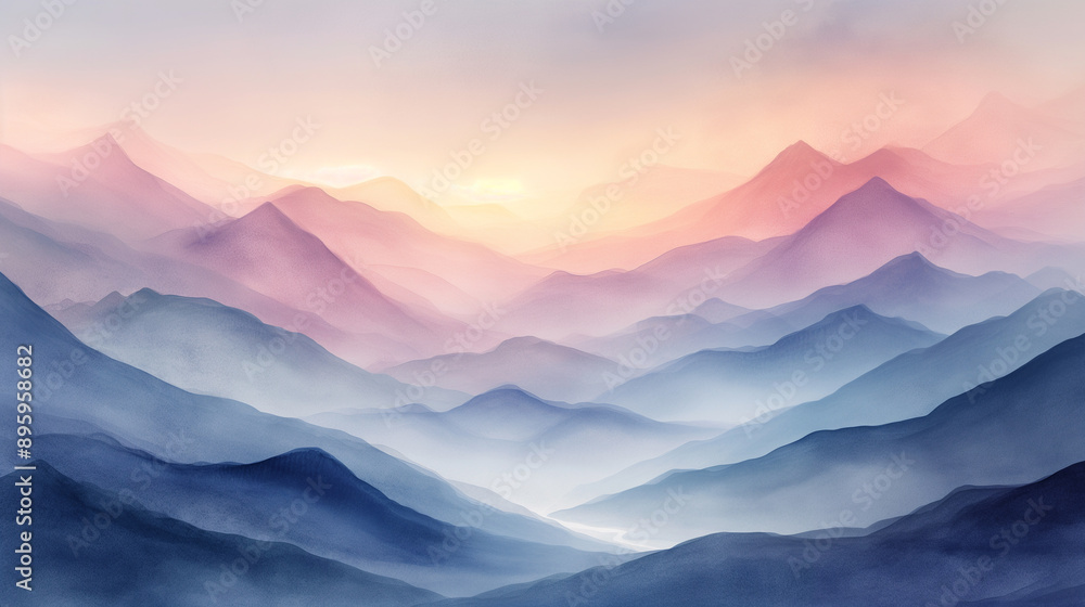 A mountain range with a beautiful sunset in the background A mountain range with a beautiful sunset in the background