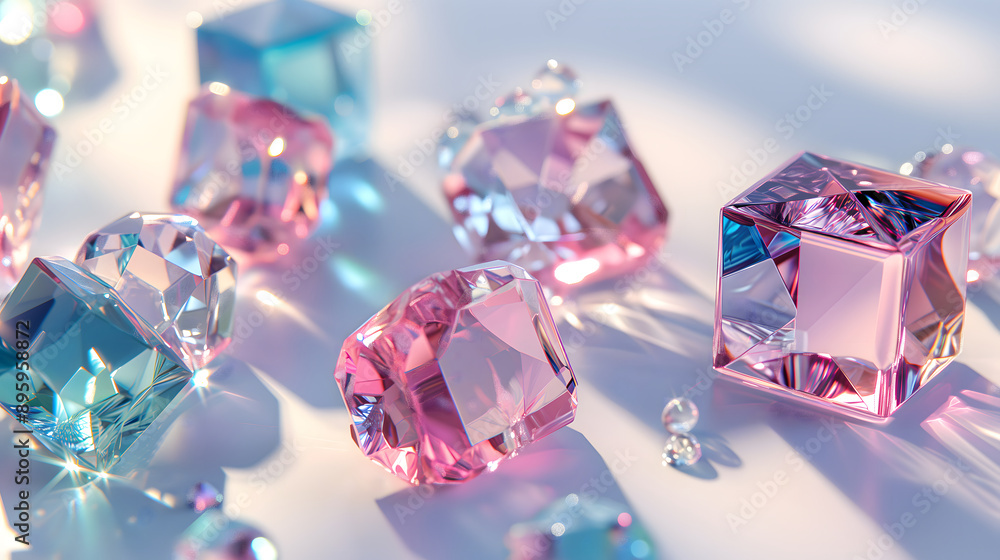 Shimmering Diamond Display on White Background Shimmering Diamond Display on White Background