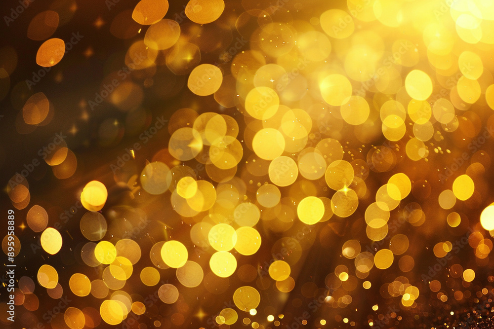 Ethereal Golden Bokeh With Teal Accents: Abstract Background For Luxury Branding Or Festive Designs Ethereal Golden Bokeh With Teal Accents: Abstract Background For Luxury Branding Or Festive Designs