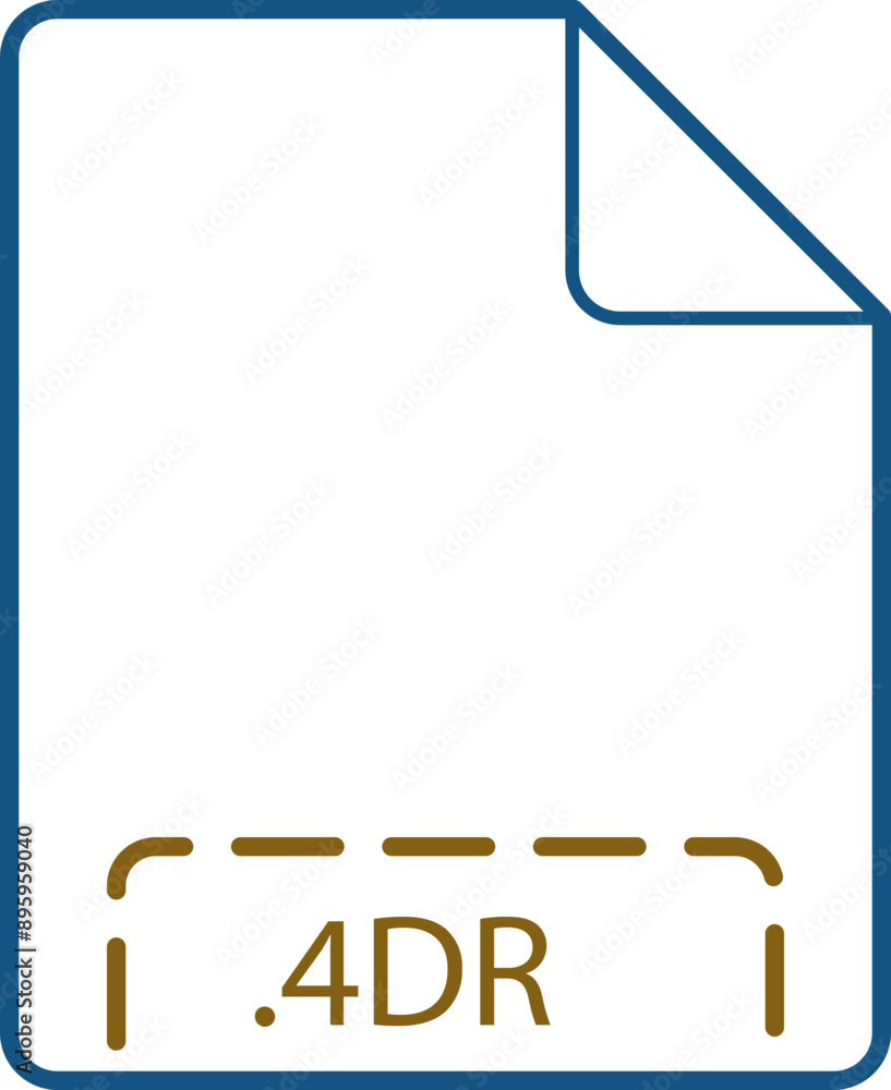 Obraz premium 4DR File icon deep rounded outline