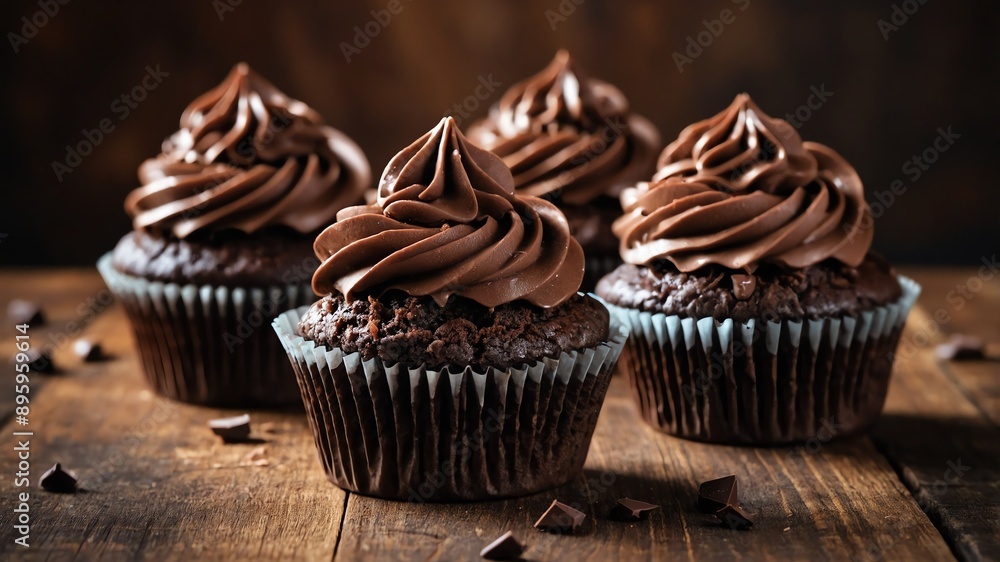 chocolate cupcakes on wooden table photo for ad marketing business background chocolate cupcakes on wooden table photo for ad marketing business background