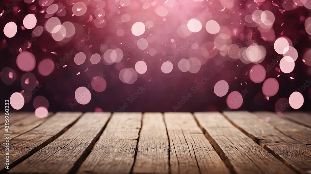 pink glittery bokeh on wooden table photo for ad marketing business background pink glittery bokeh on wooden table photo for ad marketing business background
