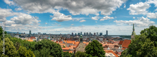 Photography Skyline of the city center of Bratislava, Slovakia, feating ancient monument as