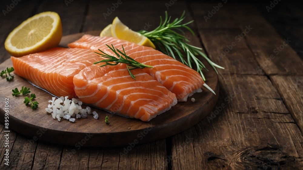 raw fish fillet on wooden table photo for ad marketing business background raw fish fillet on wooden table photo for ad marketing business background