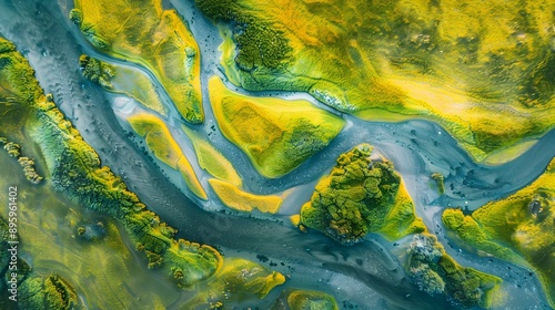 Abstract Aerial Landscape Art - Vibrant Natural Patterns and Curves