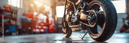 Motorcycle repair garage banner with modern design