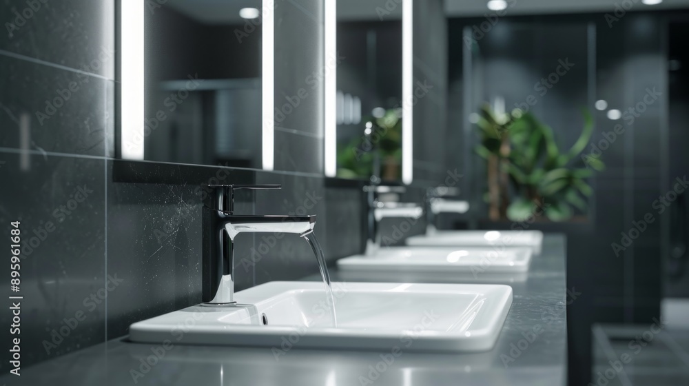 Modern Bathroom Sink with Running Water Modern Bathroom Sink with Running Water