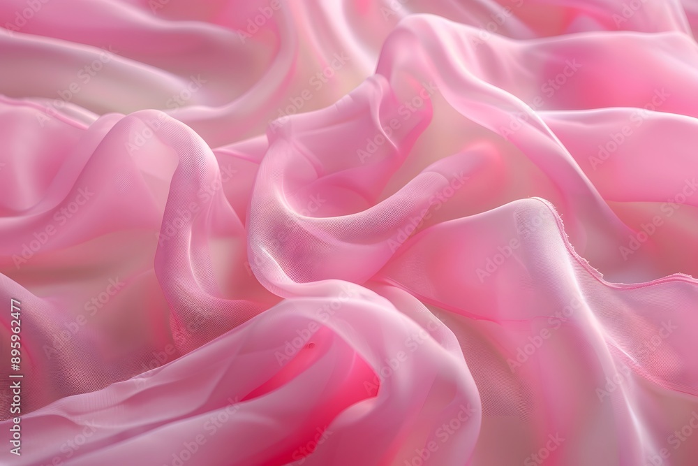 Obraz premium Delicate Pink Silk Fabric Draped Elegantly