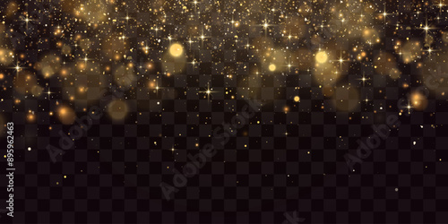 Bokeh lights effect isolated on png background. Soft blured bokeh and lights. Festive golden luminous background. Vector Christmas concept isolated on transparent background