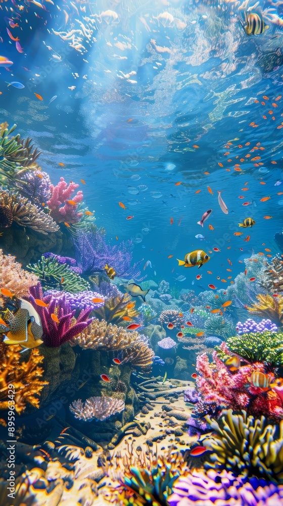 Fototapeta premium Coral Kingdom: Underwater Paradise, 4K hyperrealistic photo
