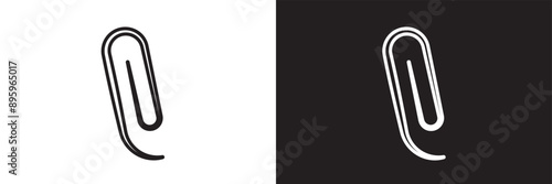 paper clip icon set on black and white background