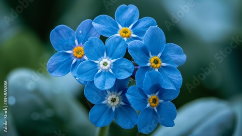 Macro shot of a blue forget-me-not flower cluster