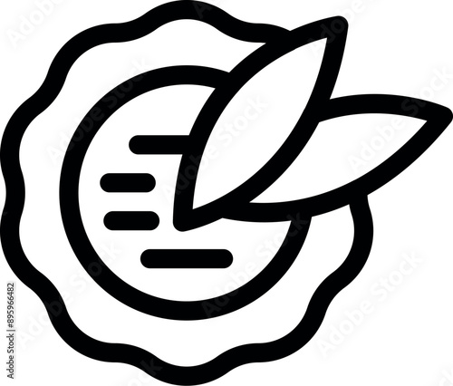 Eco quality control stamp with leaves guaranteeing a natural product or service