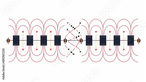 Diagram of an astable multivibrator circuit, showing how it generates a continuous square wave signal without external triggering photo