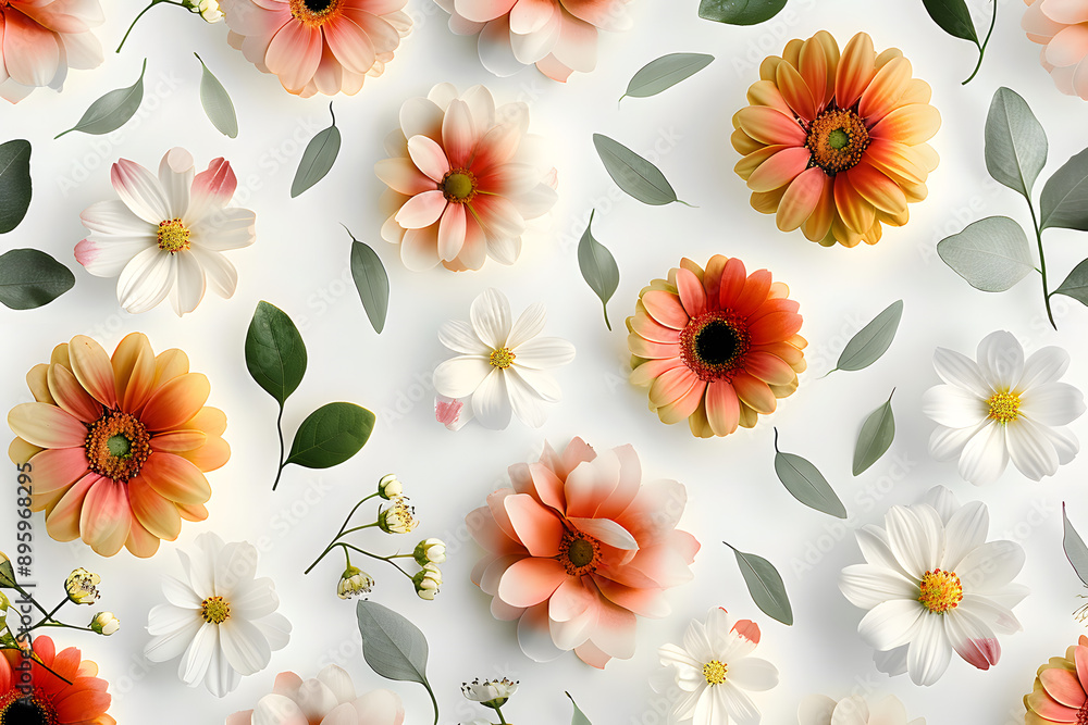 Minimalistic pattern of flowers. Floral and natural pattern featuring flowers on a white background for various design projects. Minimalistic pattern of flowers. Floral and natural pattern featuring flowers on a white background for various design projects.