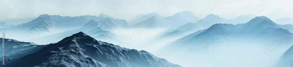 A light mountain range with mist is in a simple and clean background with ultra-clear details on a white background. A light mountain range with mist is in a simple and clean background with ultra-clear details on a white background.