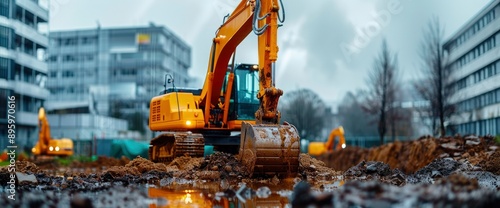 A Construction Site Excavator, Demonstrating Power And Precision © CgDesign4U