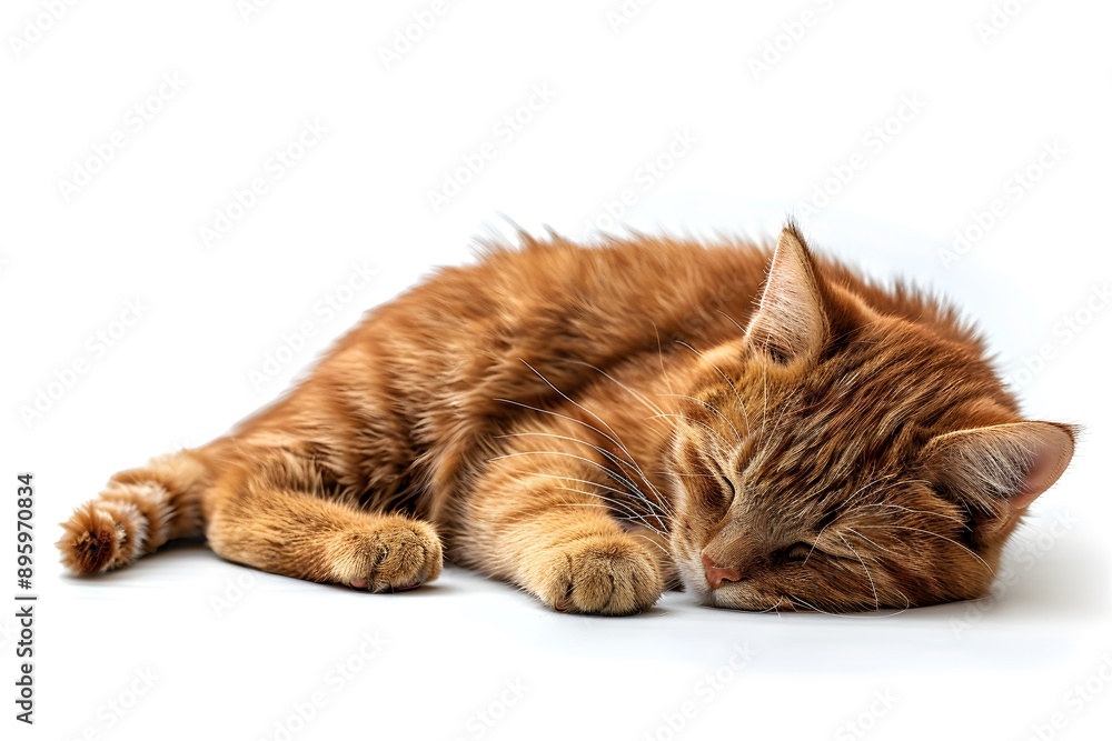 Cozy Ginger Cat Napping Peacefully on a Soft Surface Cozy Ginger Cat Napping Peacefully on a Soft Surface