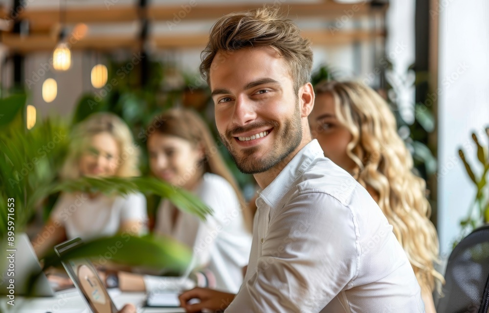 Taking part in a meeting at a digital marketing agency with a team of professionals Taking part in a meeting at a digital marketing agency with a team of professionals