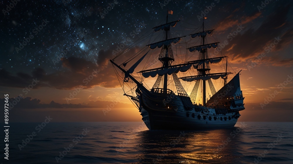 Obraz premium ship in the sea , AI Generated.