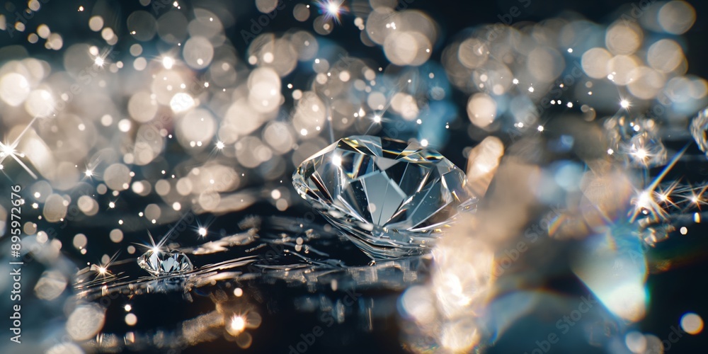 Close-up of shimmering diamonds set against a sparkling bokeh background, capturing a sense of luxury and elegance. Close-up of shimmering diamonds set against a sparkling bokeh background, capturing a sense of luxury and elegance.