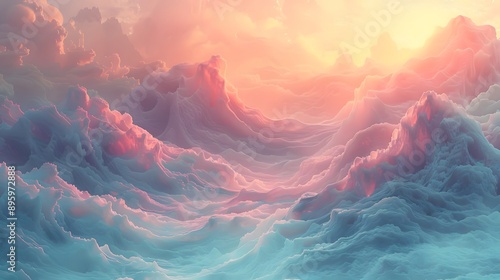 Nature landscape background. Pastel colourful in a dreamy serene illustration art.