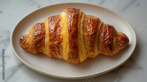 Freshly baked butter croissant on an isolated background