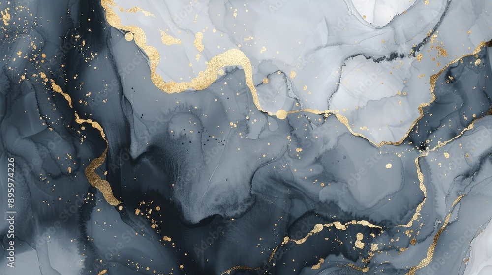 Abstract ink and gold paint background with watercolor stone texture, creating a luxurious design. Abstract ink and gold paint background with watercolor stone texture, creating a luxurious design.