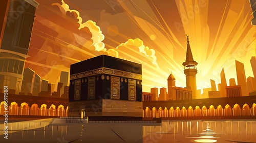 cartoon of mosque for islamic event