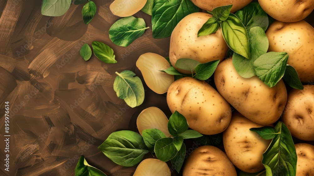 potato and potato leaf themed desktop background design potato and potato leaf themed desktop background design