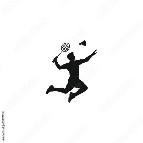 Badminton player icon vector. EPS 10 editable vector