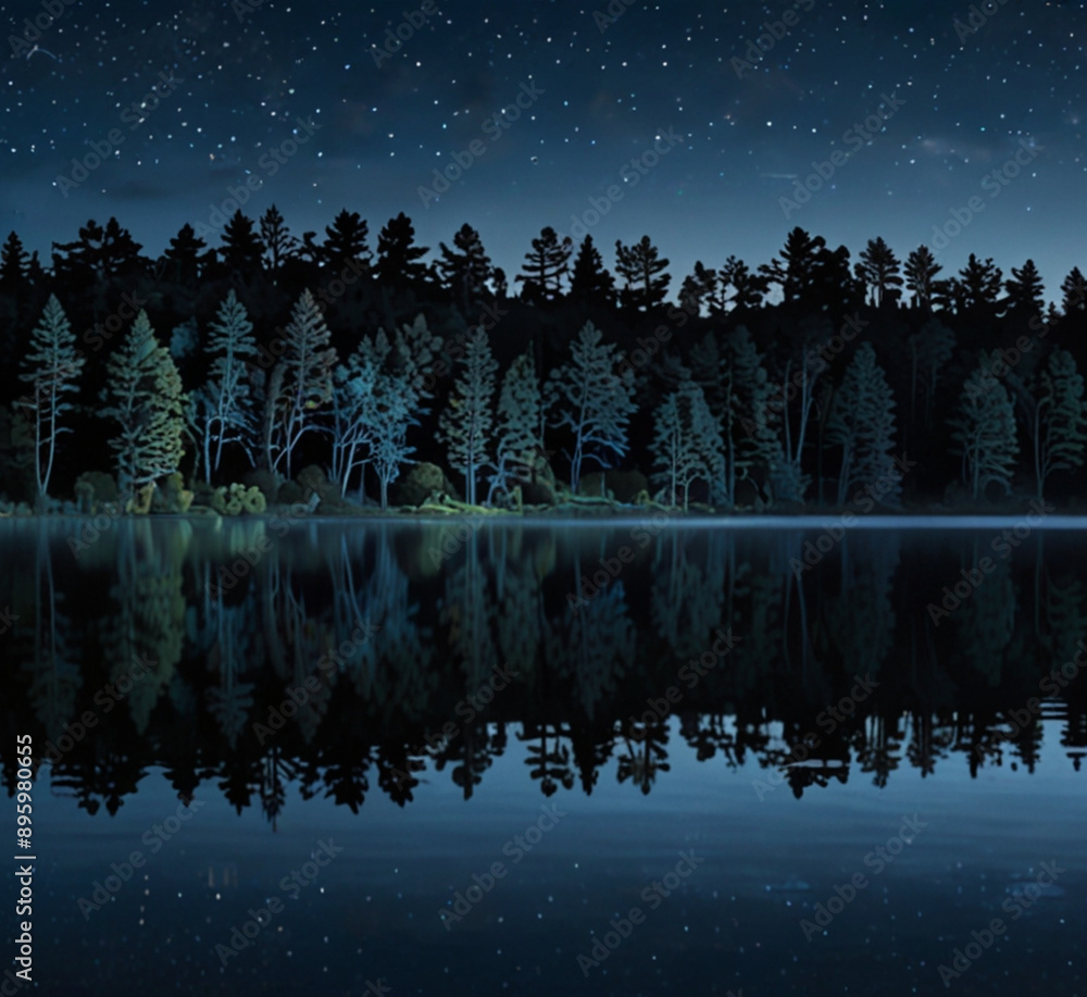 Moonlit Serenity: A Tranquil Night by the Lake Moonlit Serenity: A Tranquil Night by the Lake