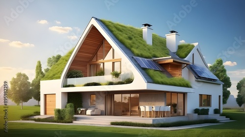 Efficiency energy rating system idea. Eco-friendly housing and sustainable development. An environmentally friendly home that requires little maintenance and insulation