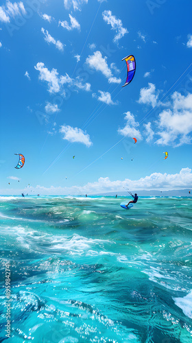 Euphoric Flight: Kitesurfer Soars Over Ocean Waves and Captures the Essence of Freedom and Adventure