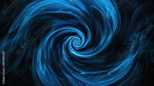 Abstract blue swirl on a black background with space-like texture. photo