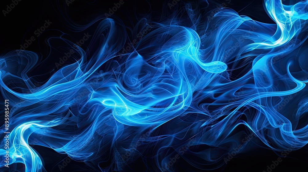 Abstract blue swirls on a black background Abstract blue swirls on a black background