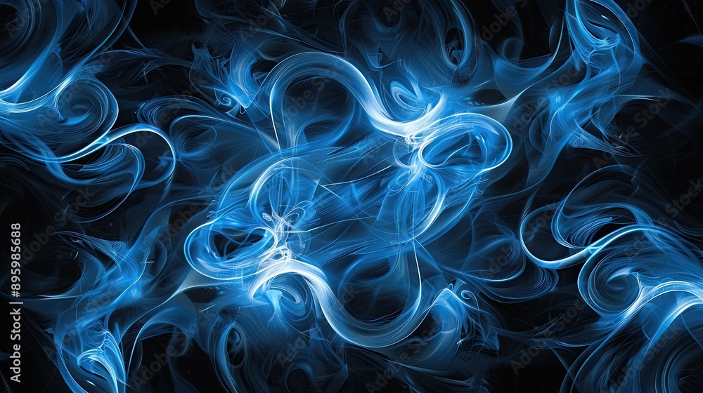 Fototapeta premium Abstract blue swirls on a black background