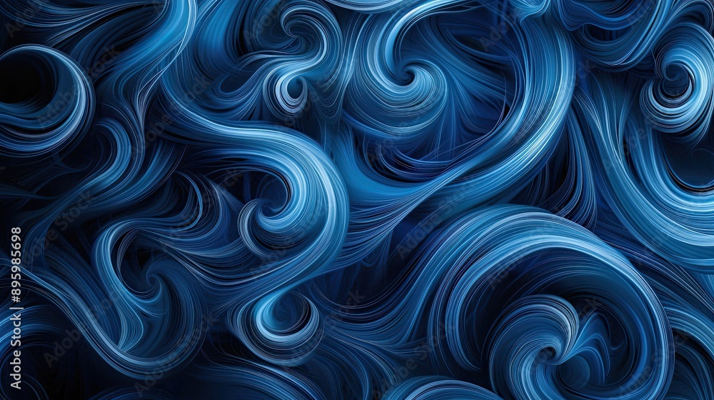 Abstract blue swirls on a black background Abstract blue swirls on a black background