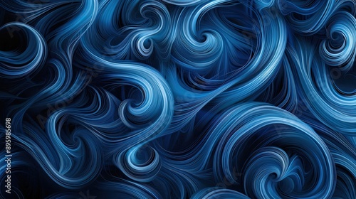 Abstract blue swirls on a b...