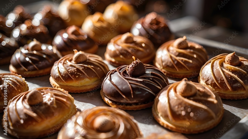 Chocolate & vanilla sweet cream baked pastries, delicious brown creamy texture delicious pastry snacks, homemade luscious mini treat Chocolate & vanilla sweet cream baked pastries, delicious brown creamy texture delicious pastry snacks, homemade luscious mini treat