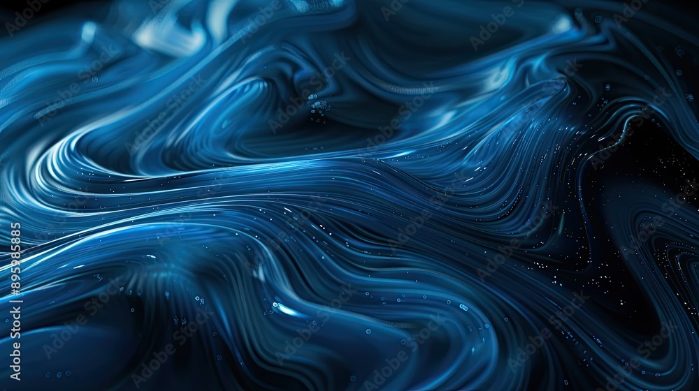 Abstract blue swirls with sparkling dots on a black background Abstract blue swirls with sparkling dots on a black background