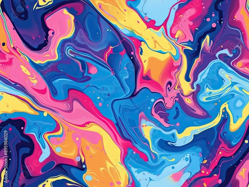 Bright fluid paint flat pat...
