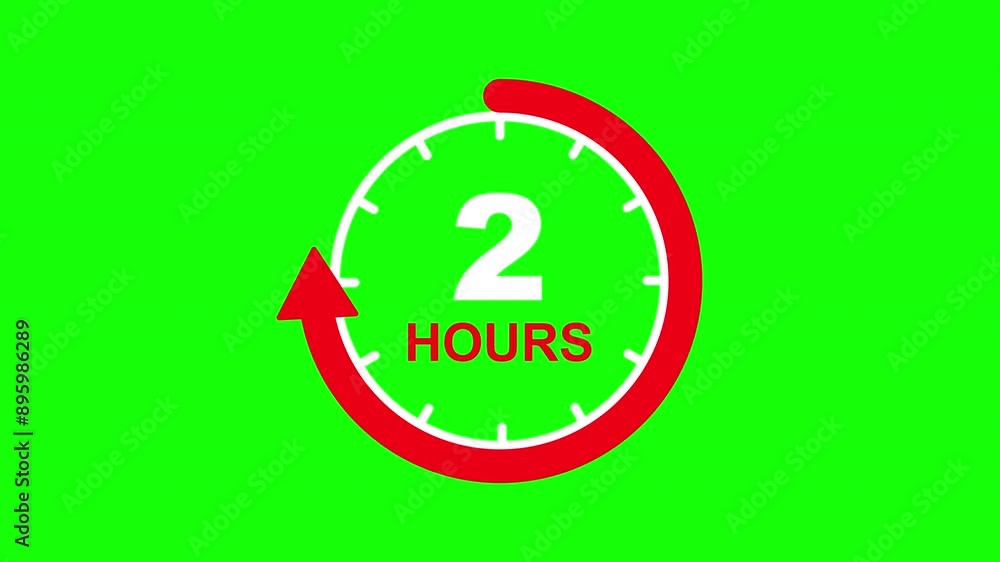Round 2 Hours Service Icon, Green Background Round 2 Hours Service Icon, Green Background