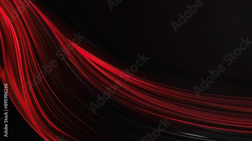 Abstract curved red lines on a black background