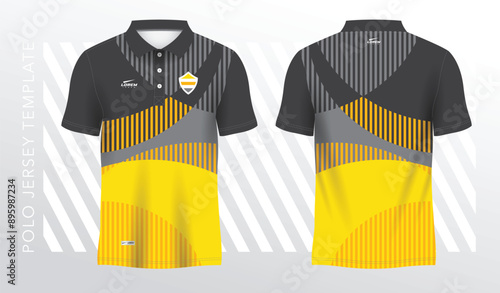 yellow and black polo sport shirt sublimation jersey template