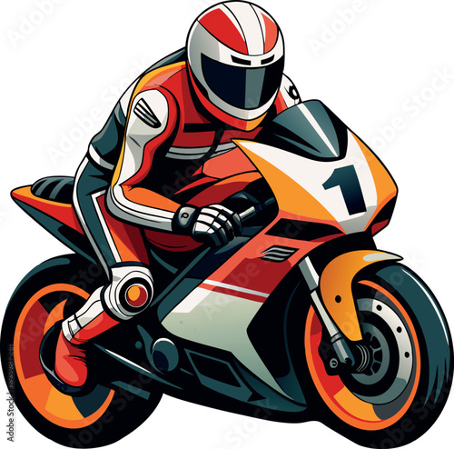 Motorcycle racer speeding on racing bike
