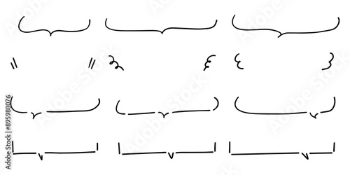 シンプルな線の手書き吹き出しセット ベクター