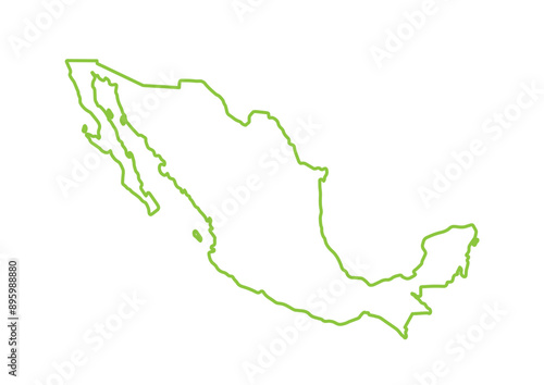 Mexico travel color illustration map