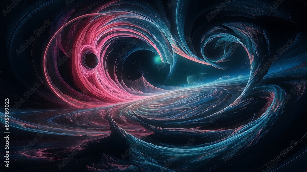 Fototapeta premium Abstract neon fractal wallpaper with space